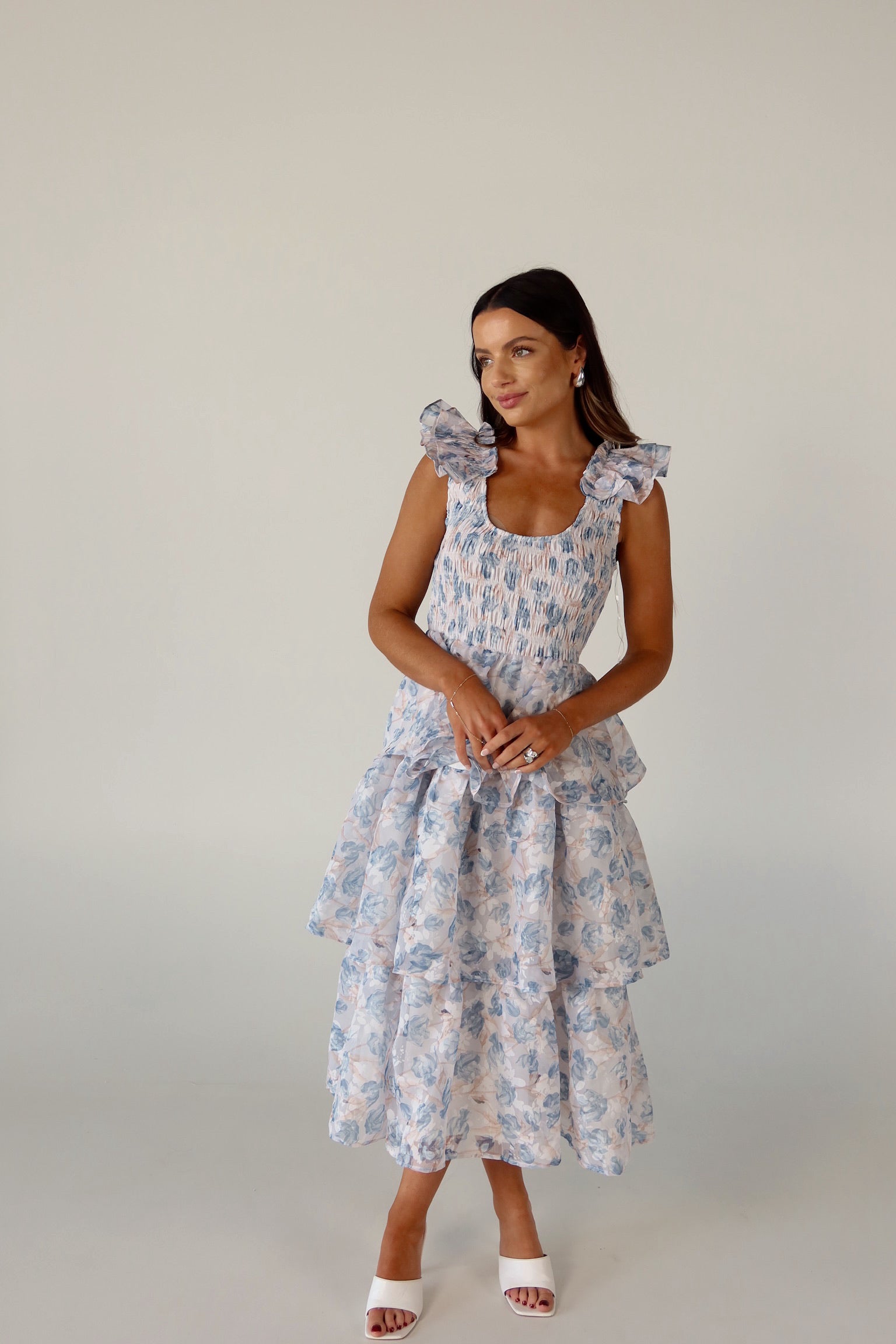 Veda Floral Tiered Midi Dress Madida Clothing Veda Floral Tiered Midi Dress Madida Clothing