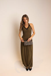 Brynn Ruched Halter Maxi Dress