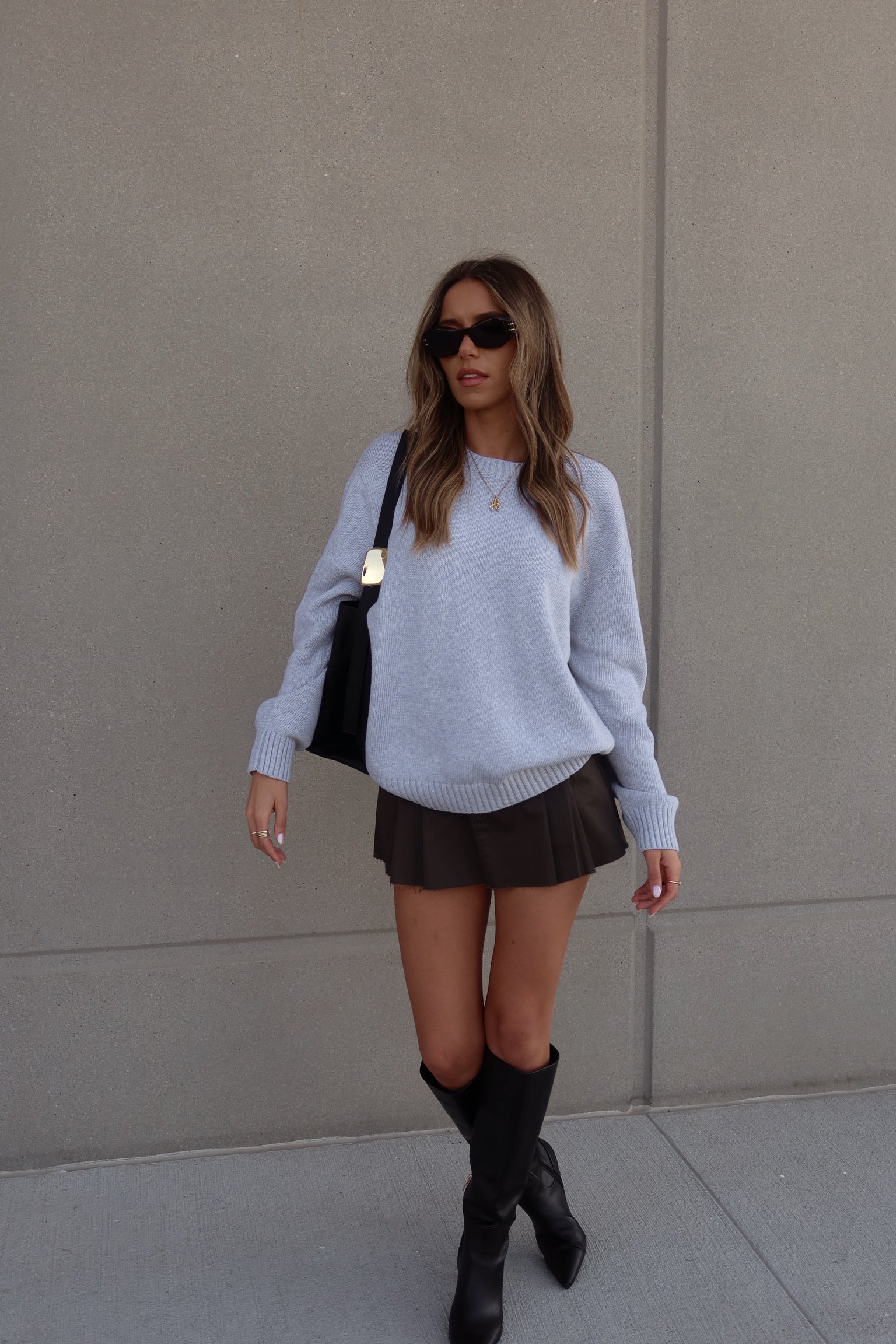 Lenny Grey Cotton Relaxed Sweater