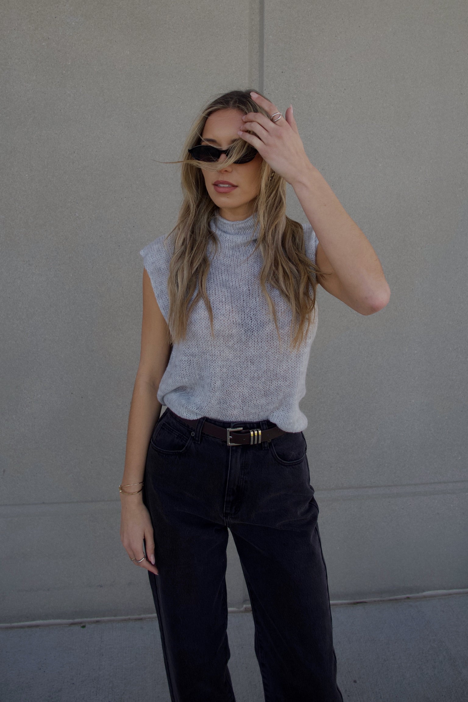 Noa Sleeveless Knit Top In Grey