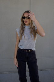 Noa Sleeveless Knit Top In Grey