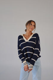 Nautical Stripes Knit Long Sleeve Sweater