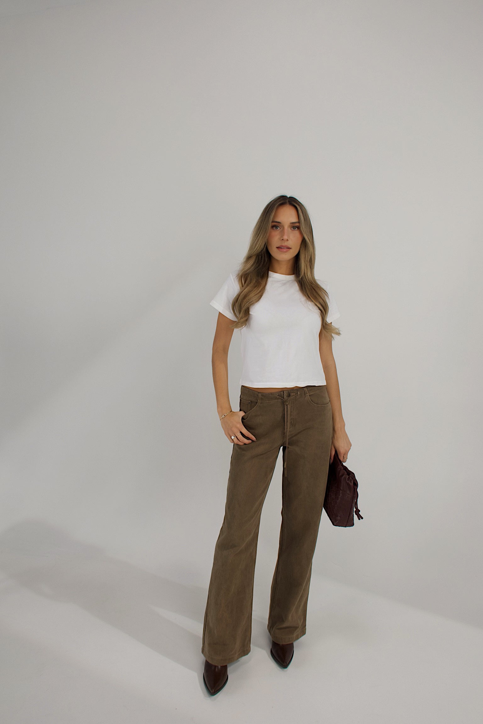 Nia Drawstring Jean In Brown