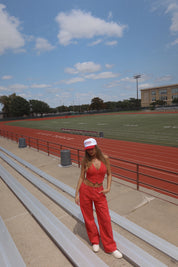 Delany Red Denim Pant Set