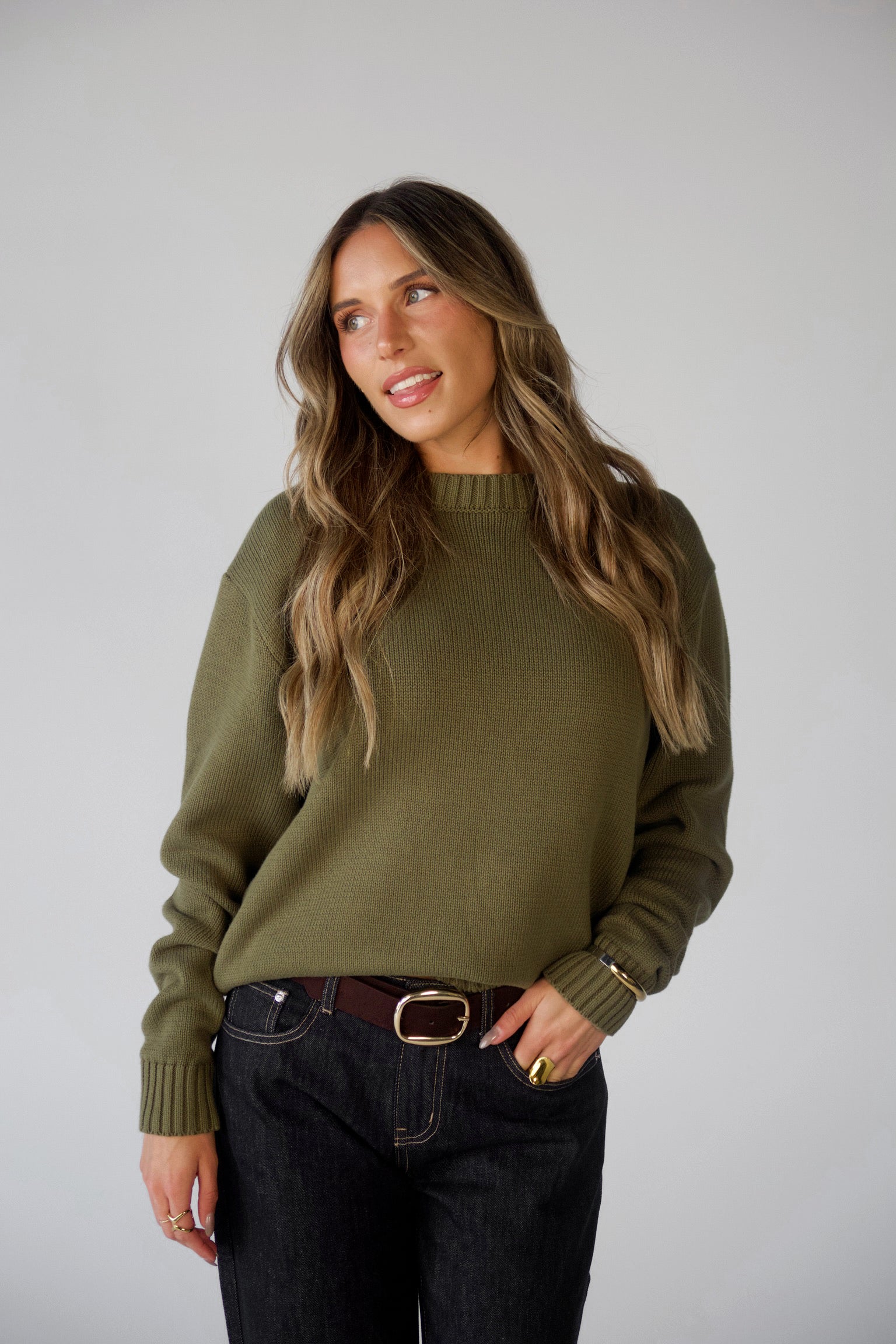 Lenny Relaxed Sweater in Vintage Olive