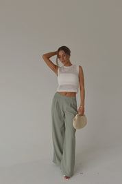 Sage Wide Leg Trousers