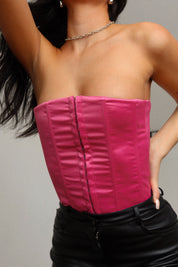 Peony Satin Lace Up Corset Top