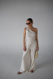 Inez Linen One Shoulder Top