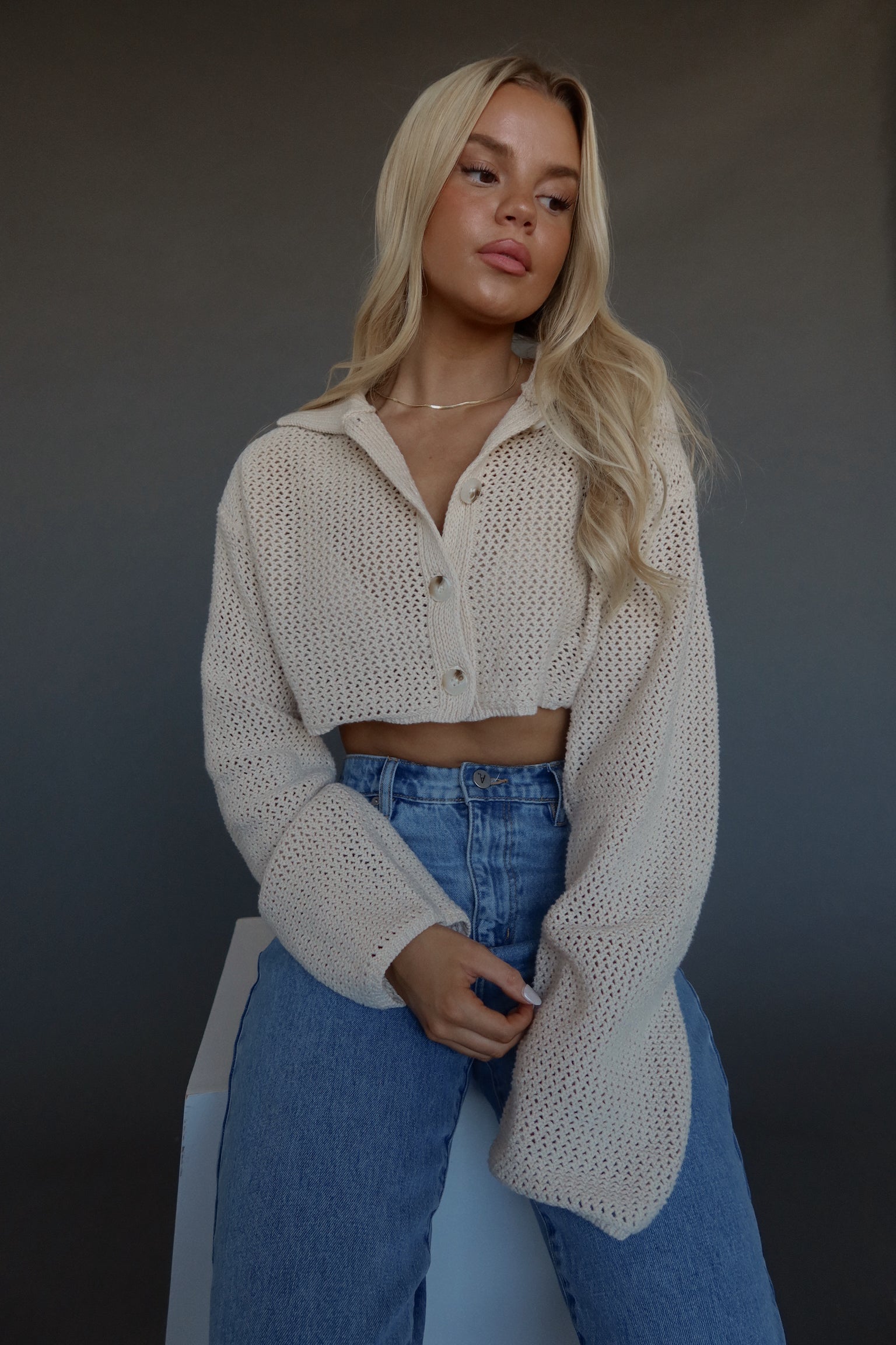 Hanna Crochet Cropped Cardigan