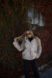 Snow Leopard Faux Fur Jacket