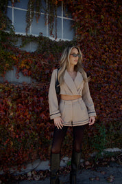 Brooklyn Structured Woven Cropped Blazer