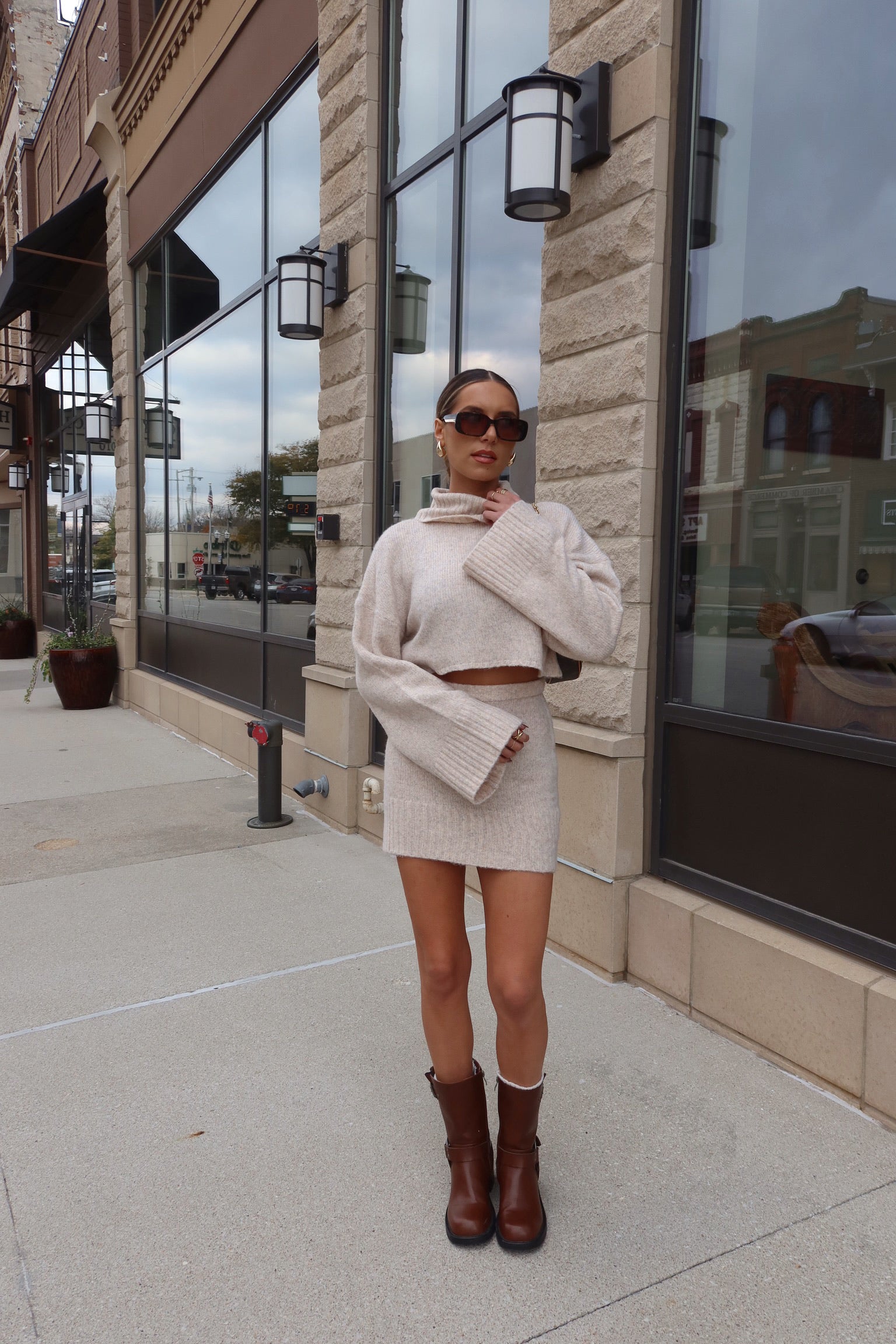 Arianna Cropped Turtleneck Knit Set