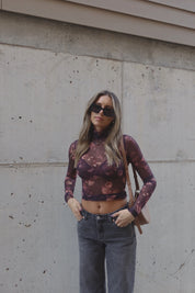 Ezra Floral Mesh Long Sleeve Top