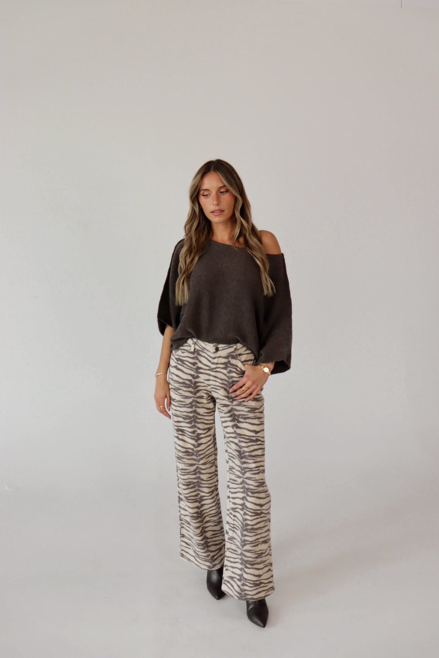 Tiger Print Barrel Jean