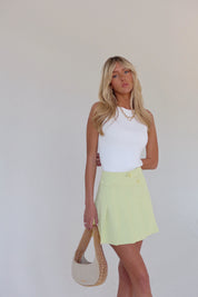 Lemon Pleated Mini Skirt