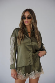 Nevaeh Olive Satin Short Set