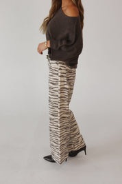 Tiger Print Barrel Jean