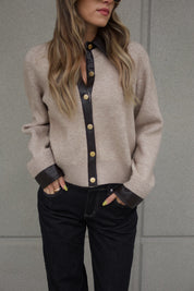 Myah Contrast Collared Cardigan