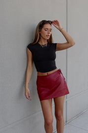 Pleather Side-Tie Mini Skort