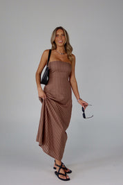 Maranda Strapless Linen Blend Maxi Dress