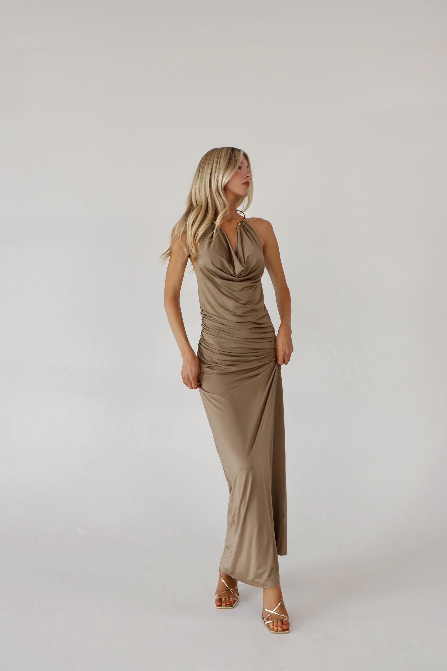 Vienna Midi Dress in Mocha