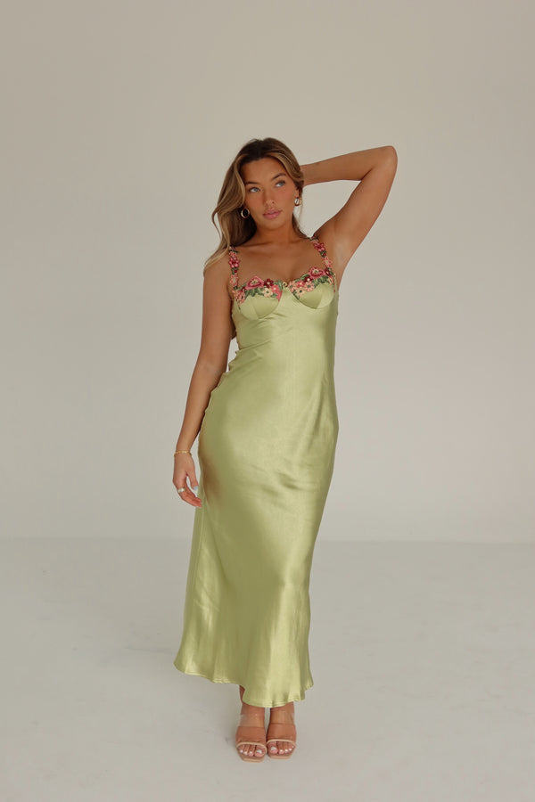 Naomi Floral Hem Silk Maxi Dress