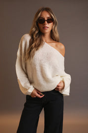 Kacey Boat Neck Pullover Sweater In Ivory