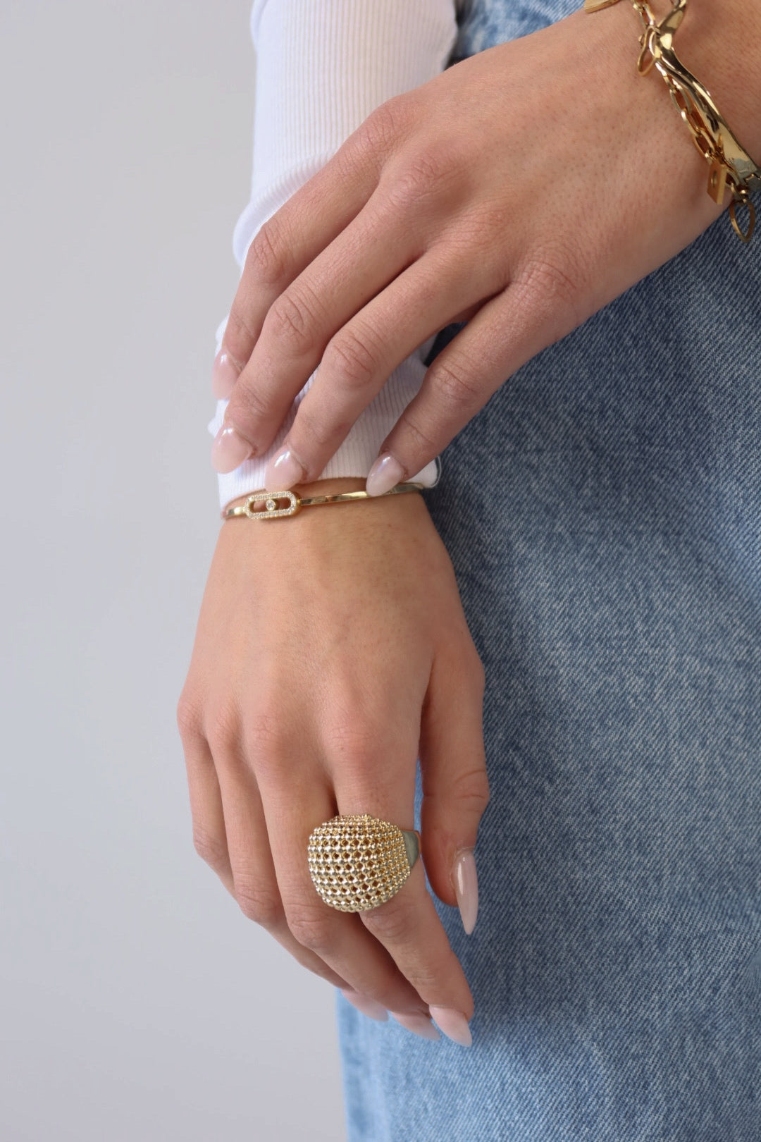 Square Statement Dome Ring In Gold