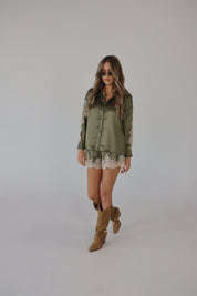 Nevaeh Olive Satin Short Set
