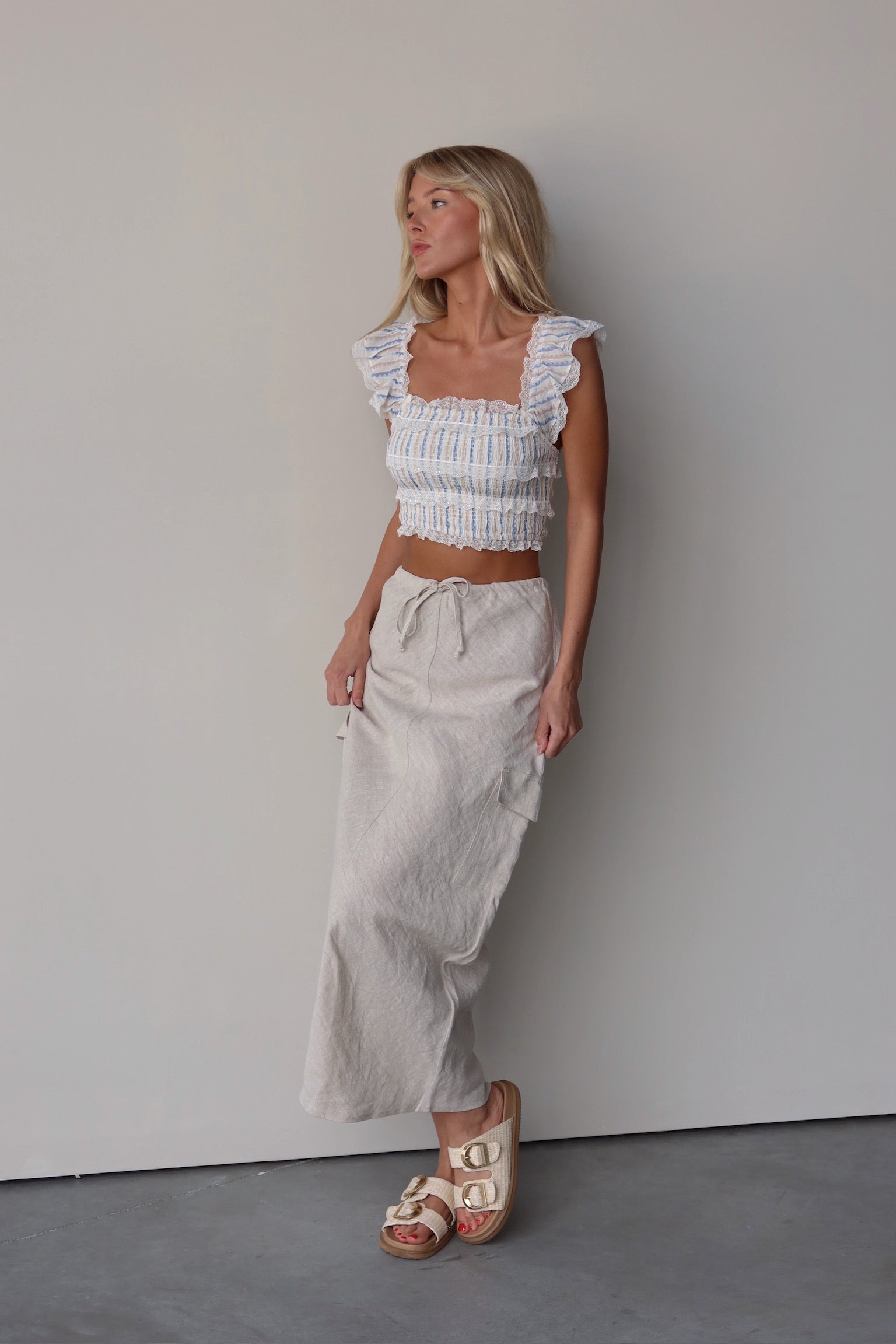 Gabrielle Smocked Cropped Top