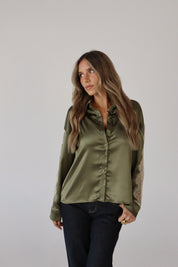 Nevaeh Olive Satin Short Set