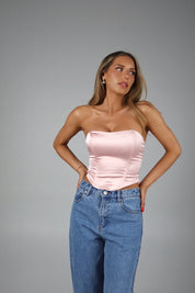 Lavelle Satin Corset Top in Blush
