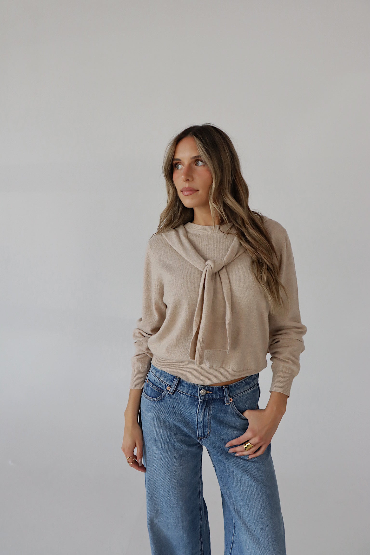 Tied Up Beige Sweater