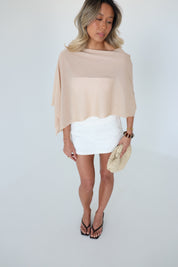 White Linen Blend Mini Skort