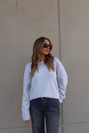 Lenny Grey Cotton Relaxed Sweater