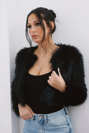 Jayda Faux Fur Jacket In Black