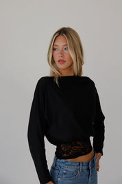 Georgie Lace Hem Long Sleeve Top