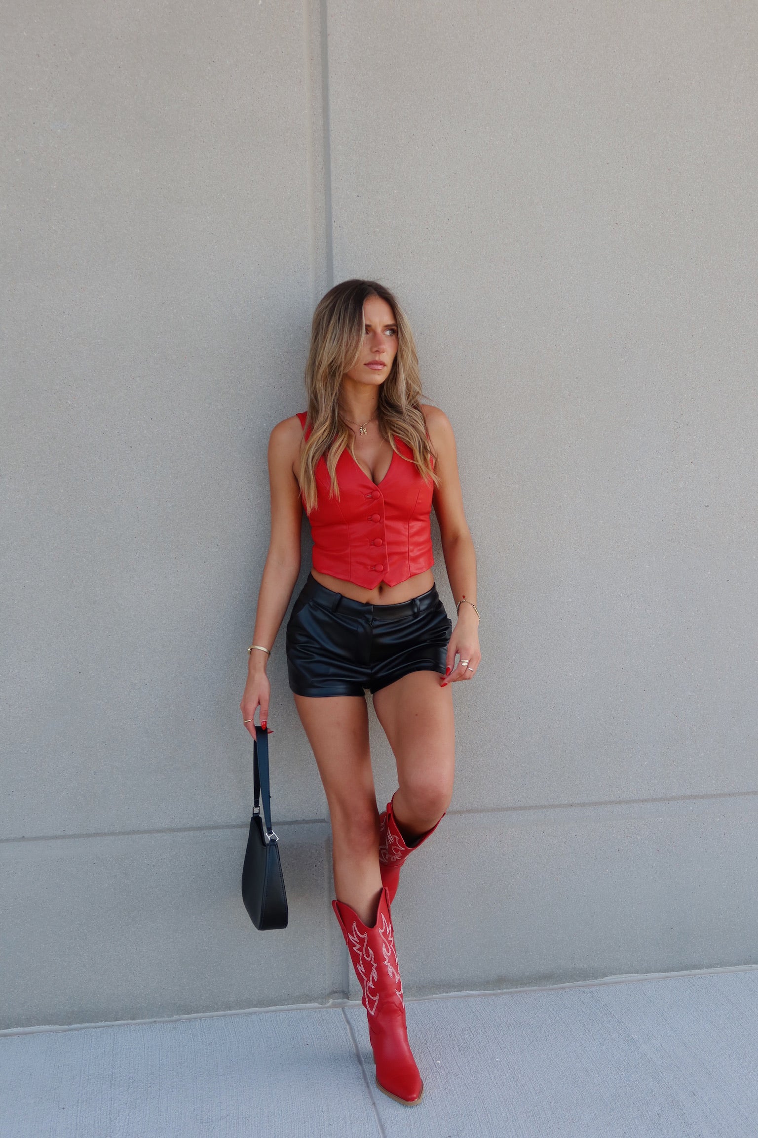 Red Faux Leather Vest