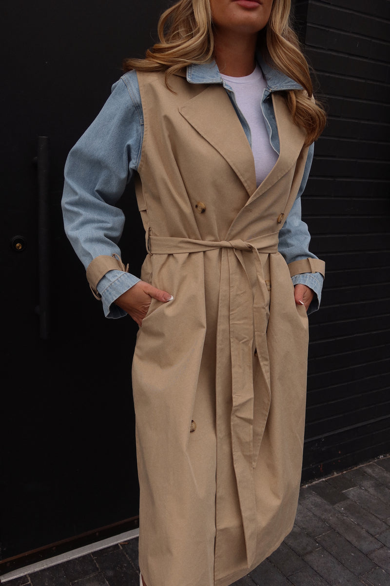 Paige Khaki Combo Trench Coat