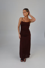 Mocha Ruched Maxi Dress