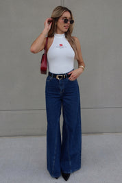Nebraska Ribbed Bodysuit In White