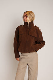 Chocolate Suede Bomber