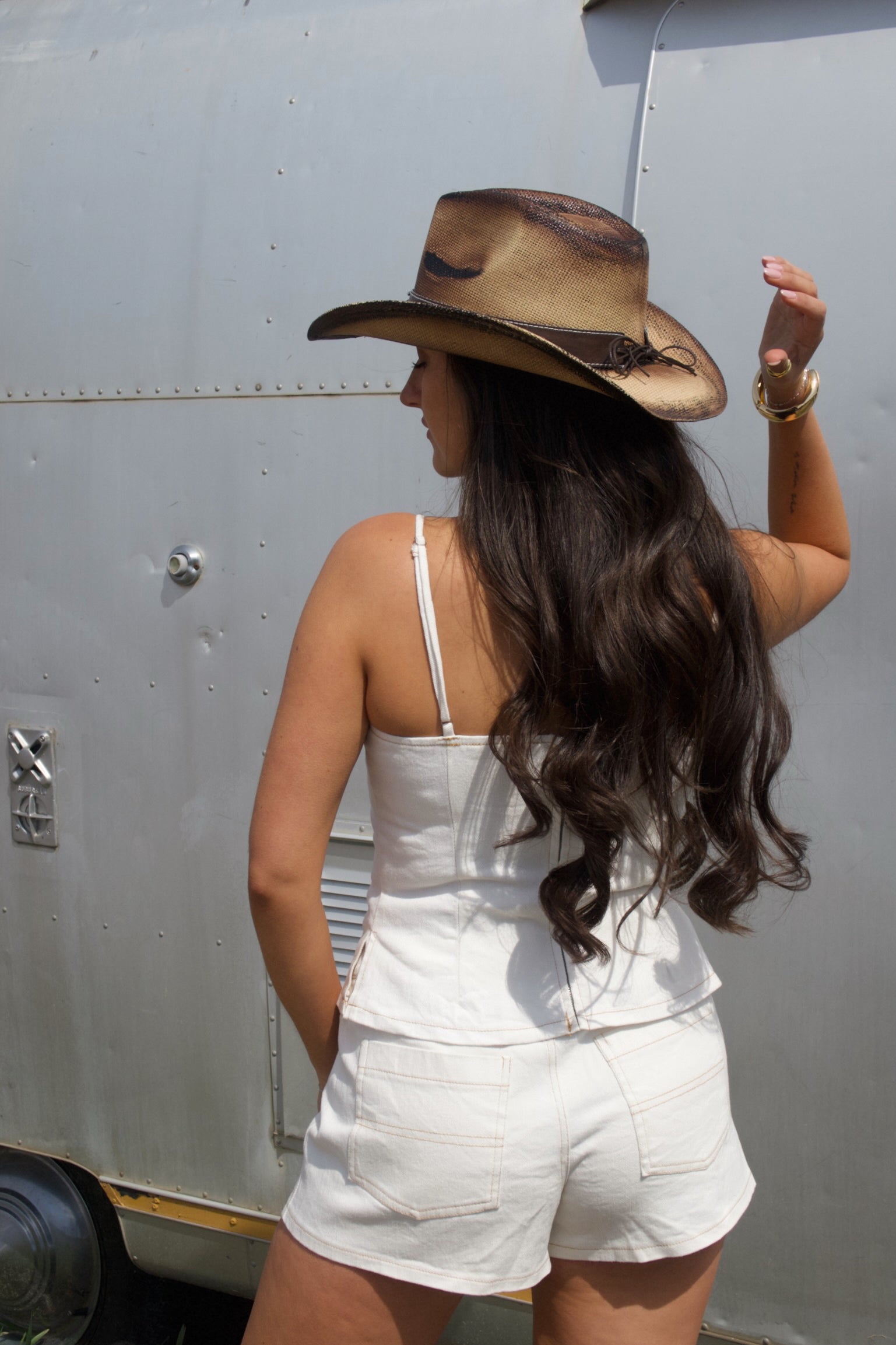 Jolene White Studded Denim Shorts