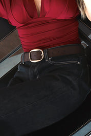 BILLINI : Georgiana Belt In Chocolate Suede