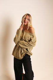 Sage Off The Shoulder Sweater