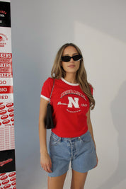 Nebraska Fitted Contrast Tee