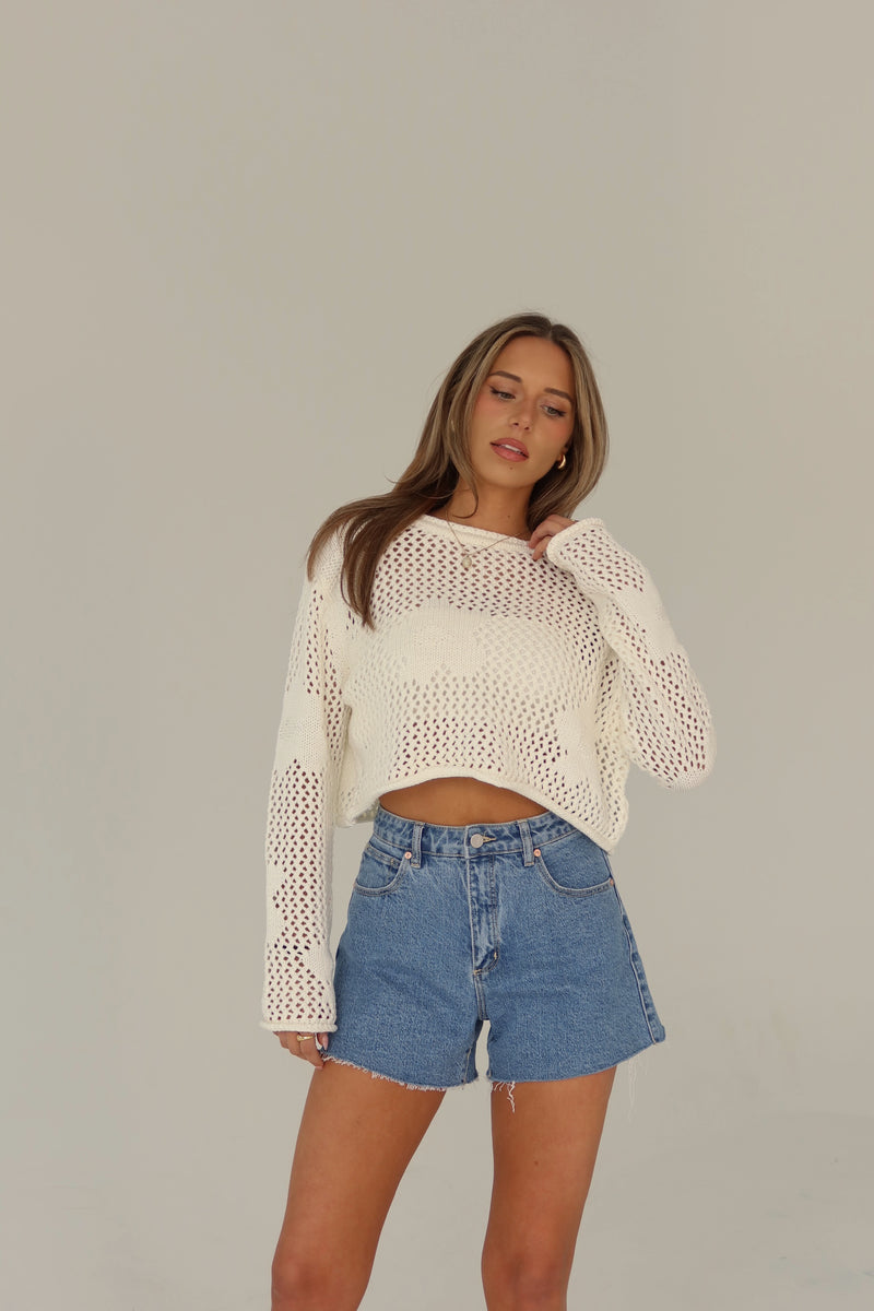 Leah Knit Sweater with Floral Detail