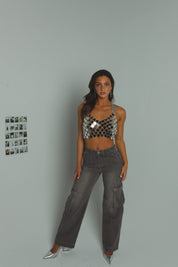 Black Vintage Wash Cargo Jean