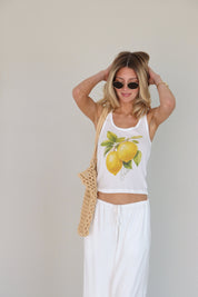Fresh Lemoncello Rib Tank In White