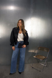 Nova Black Pleather Bomber